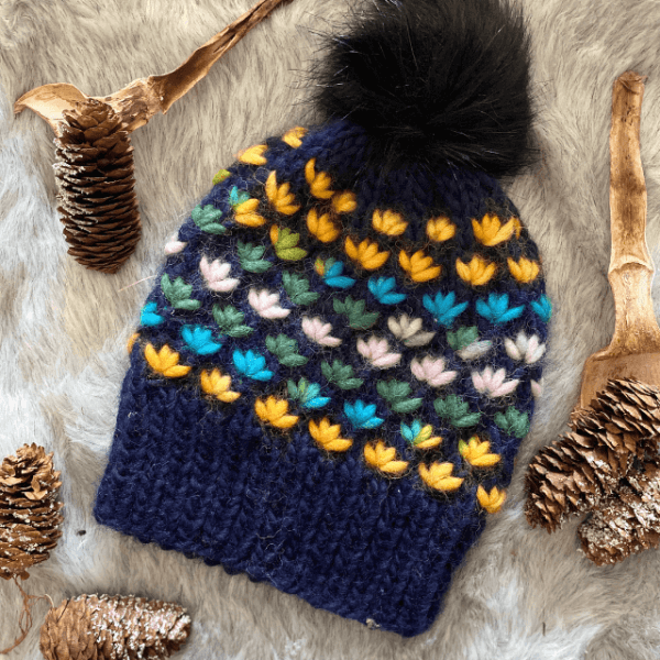 Kids Winter Hat Blue Lotus