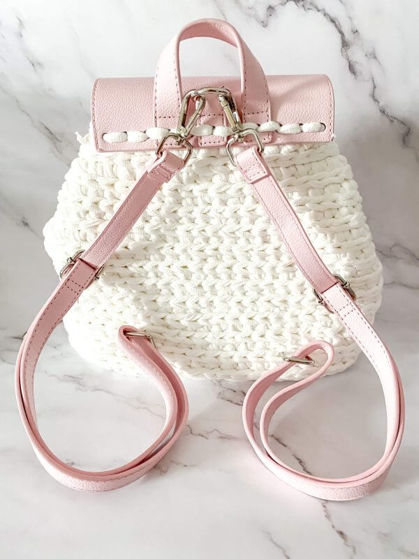 Crocheted White Backpack