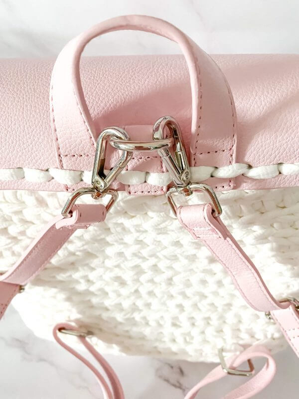 Crocheted White Backpack