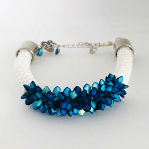 Gekko Beads Crochet Bracelet Blue