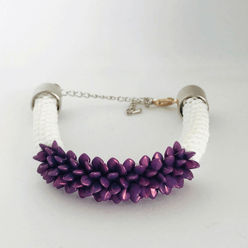 Gekko Beads Crochet Bracelet purple