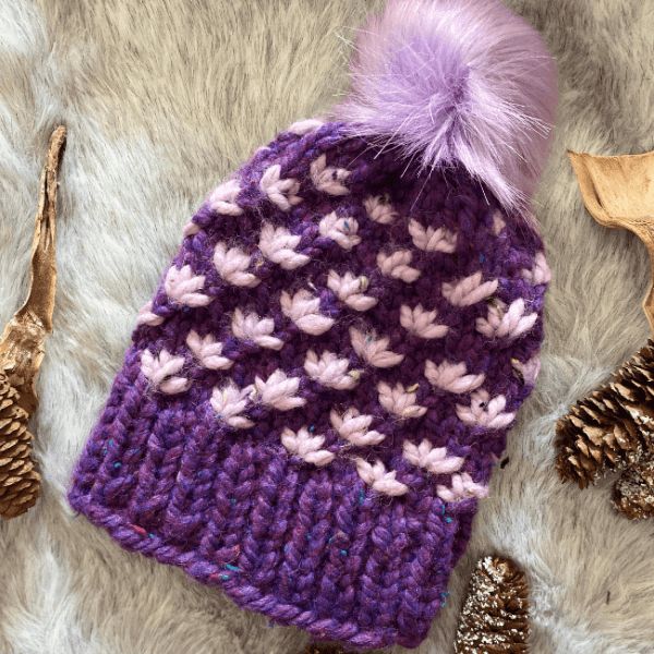 Kids Winter Hat Purple Lotus