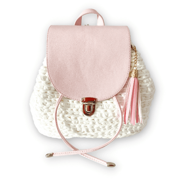 Crocheted White Backpack